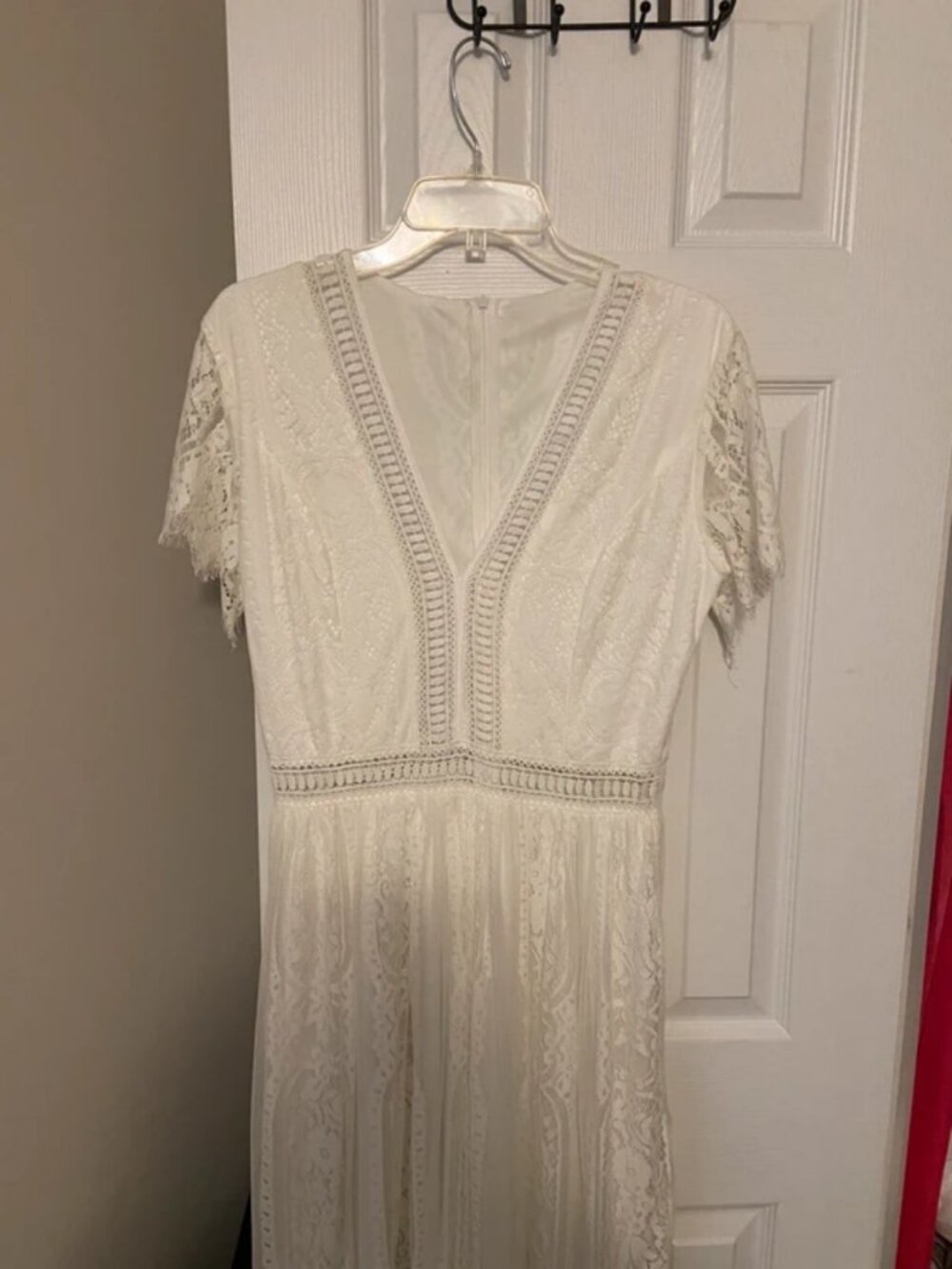 Off-white lace maxi dress